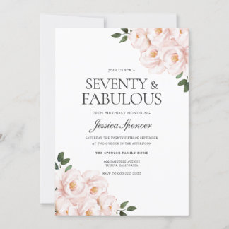 Schönes Rosa Rosa Elegant 70. Geburtstag Einladung