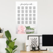 Schönes rosa Rose 25 Tabelle Hochzeitstabelle Poster (Heimbüro)