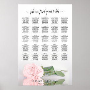 Schönes rosa Rose 25 Tabelle Hochzeitstabelle Poster