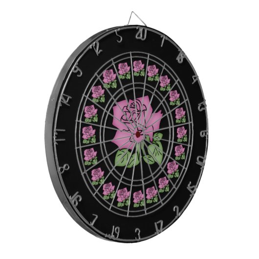 Schönes rosa Rose Dart Board individuell anpassbar Dartscheibe (Vorderseite Links)