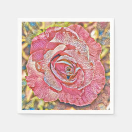 Schönes rosa Rosengemälde Papier Napkin Blume Serviette