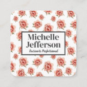 Schönes rosa Roses Muster Quadratische Visitenkarte (Vorderseite)