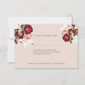 Schönes Rosa Roses White Lilies Wedding RSV RSVP Karte (Rückseite)