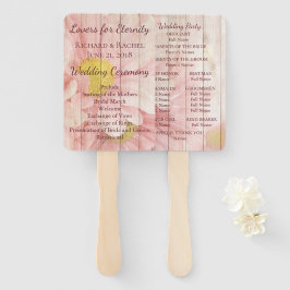 Schönes rosa rustikales Hochzeitsprogramm Fächer