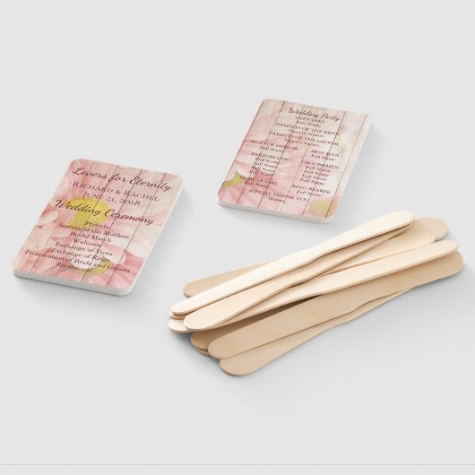 Schönes rosa rustikales Hochzeitsprogramm Fächer (Non-assembled)