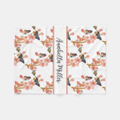 Schönes rosa Schmetterlingsmuster Kinder Name Fleecedecke (Vorderseite (Horizontal))