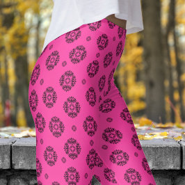 Schönes rosa-schwarzes Mandelmuster Leggings