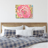 Schönes rosa Sommer Rose Blume Gemälde Leinwanddruck (Insitu (Schlafzimmer))