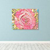Schönes rosa Sommer Rose Blume Gemälde Leinwanddruck (Insitu (Holzboden))