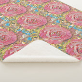 Schönes rosa Sommer Rose Blume Gemälde Sherpadecke (3/4)