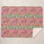 Schönes rosa Sommer Rose Blume Gemälde Sherpadecke (Vorderseite (Horizontal))