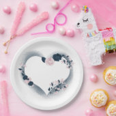 Schönes rosa und blumengeschmücktes Herz der Marin Pappteller (Party)