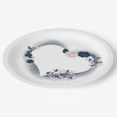 Schönes rosa und blumengeschmücktes Herz der Marin Pappteller (Schrägansicht)