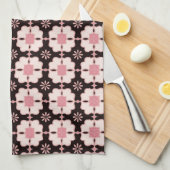 Schönes rosa und dunkelbraunes Blumenmuster Geschirrtuch (Viertel Falte)