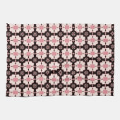 Schönes rosa und dunkelbraunes Blumenmuster Geschirrtuch (Horizontal)