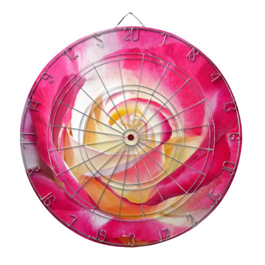 Schönes Rosa und gelbe Rose Dartscheibe (vorne)