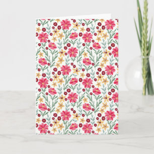 Schönes rosa und gelbes vintage Blumenmuster Karte