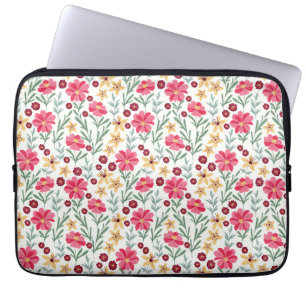 Schönes rosa und gelbes vintage Blumenmuster Laptopschutzhülle
