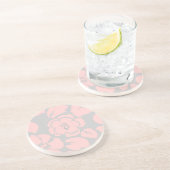 Schönes rosa und graues Blumenmonogramm Getränkeuntersetzer (Seite)