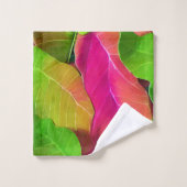 Schönes rosa und grüne Blattmuster Badhandtuch Set (Waschlappen)