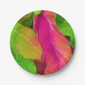 Schönes rosa und grüne Blattmuster Pappteller (Vorderseite)