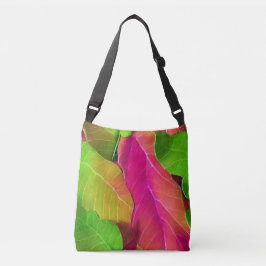 Schönes rosa und grüne Blattmuster Tragetaschen Mit Langen Trägern