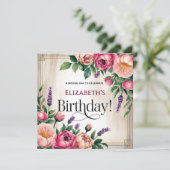 Schönes Rosa und Lila Blüte Geburtstag Einladung (Stehend Vorderseite)