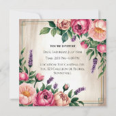 Schönes Rosa und Lila Blüte Geburtstag Einladung (Rückseite)