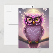 Schönes rosa und Lila Fantasy Owl Postkarte (Vorne/Hinten)