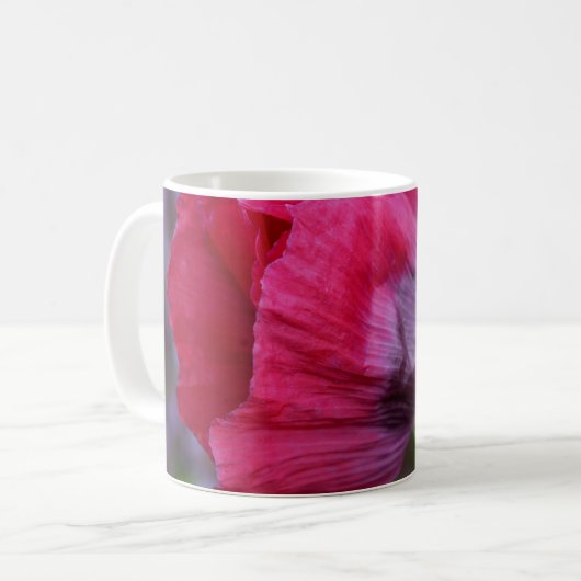 Schönes Rosa und Lila Mohn Kaffeetasse (Vorderseite Links)