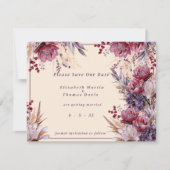 Schönes Rosa und Mauve Elegante Blume Save The Date (Vorderseite)