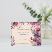 Schönes Rosa und Mauve Elegante Blume Save The Date (Stehend Vorderseite)