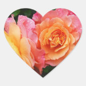 Schönes rosa und orange Rose Foto Herz-Aufkleber (Vorderseite)