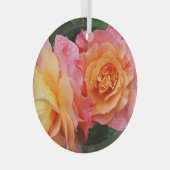 Schönes rosa und orange Rose Foto Ornament Aus Glas (Vorderseite Rechts)
