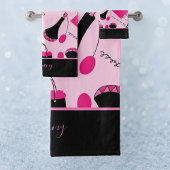 Schönes rosa und schwarzes Paris Badhandtuch Set