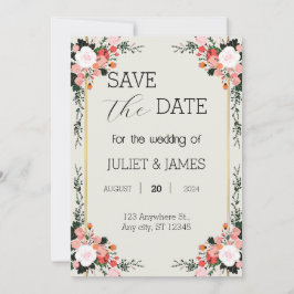 schönes Rosa und Weiß Blütenblau Save The Date