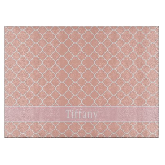 Schönes Rosa und Weiß dekoriert Schneidebrett (Vorderseite)