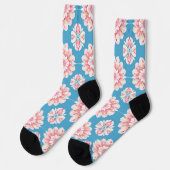 Schönes Rosa und Weiße Flora Mandala Socken (Linkes Detail)