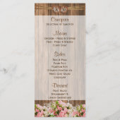 Schönes Rosa und Weiße Rosen auf Holz - Menü Menükarte (Rückseite)