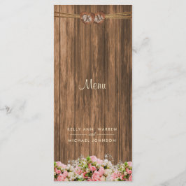 Schönes Rosa und Weiße Rosen auf Holz - Menü Menükarte