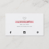 ★ schönes rosa Wasserfarbe-Herz-Logo Visitenkarte (Rückseite)