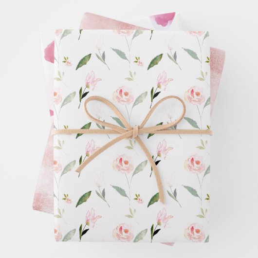 Schönes rosa Wasserfarben Geschenkpapier Set (Beispiel)