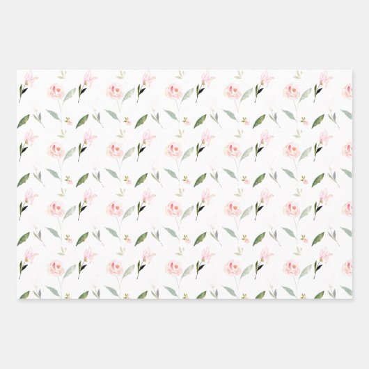 Schönes rosa Wasserfarben Geschenkpapier Set (Vorderseite)