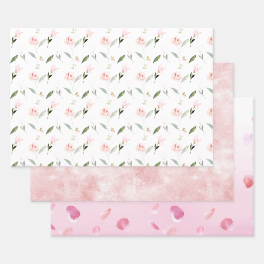 Schönes rosa Wasserfarben Geschenkpapier Set (Set)