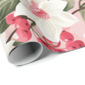 Schönes rosa Weihnachtsblatt Geschenkpapier (Rolleneckpunkt)