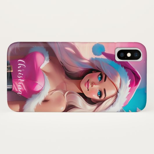 Schönes rosa Weihnachtsmädchen 01 Case-Mate iPhone Hülle (Rückseite (Horizontal))