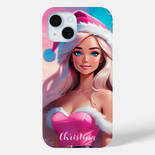 Schönes rosa Weihnachtsmädchen 01 Case-Mate iPhone Hülle (Rückseite)