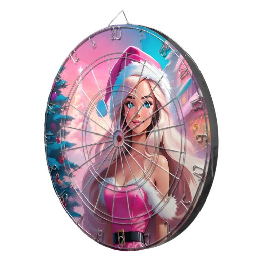 Schönes rosa Weihnachtsmädchen 01 Dartscheibe (Vorderseite rechts)