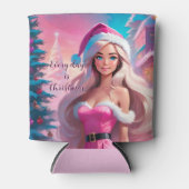 Schönes rosa Weihnachtsmädchen 01 Dosenkühler (Vorderseite)