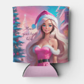 Schönes rosa Weihnachtsmädchen 01 Dosenkühler (Vorderseite)